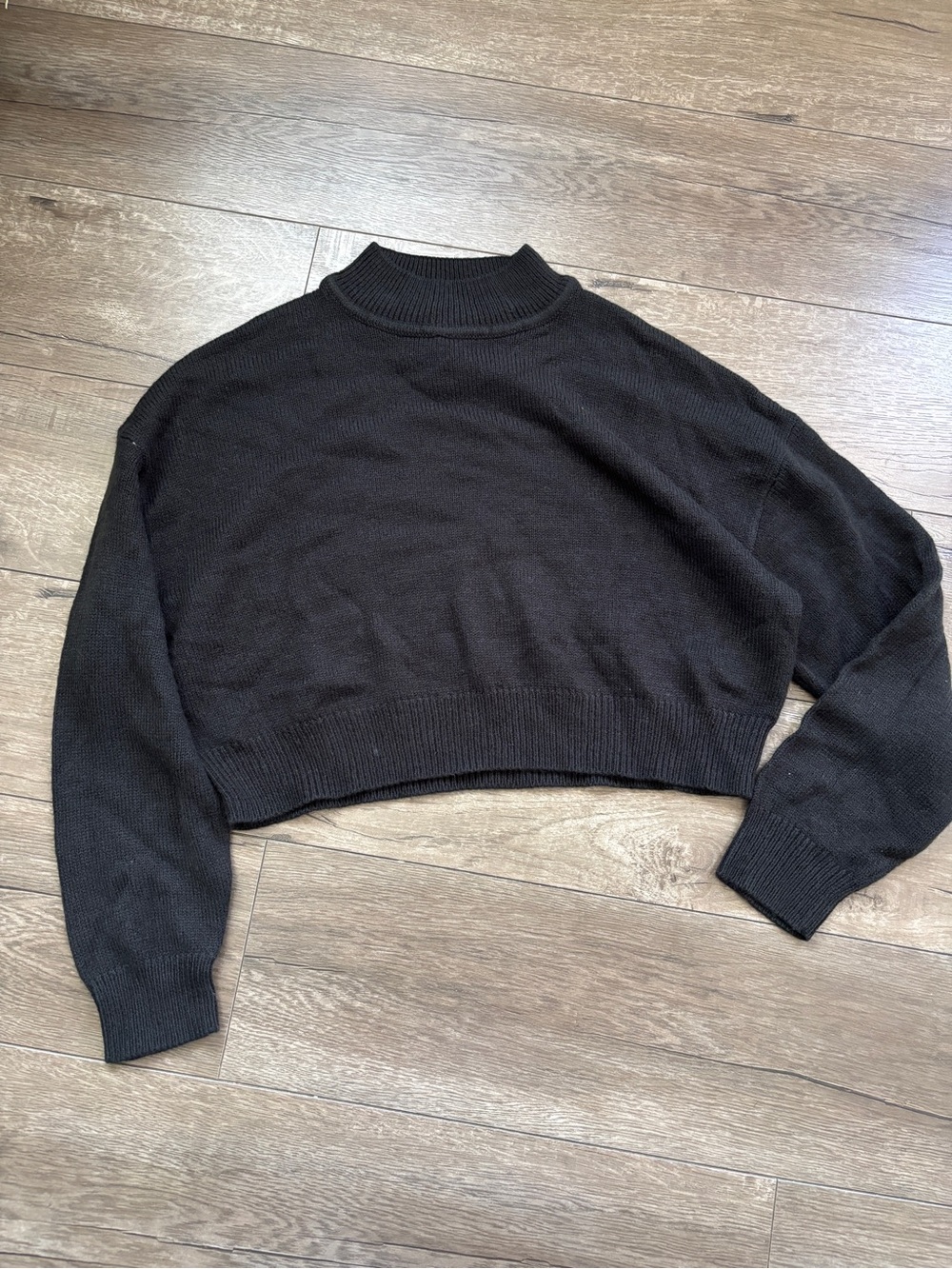 Divided Black Cropped Turtleneck Sweater